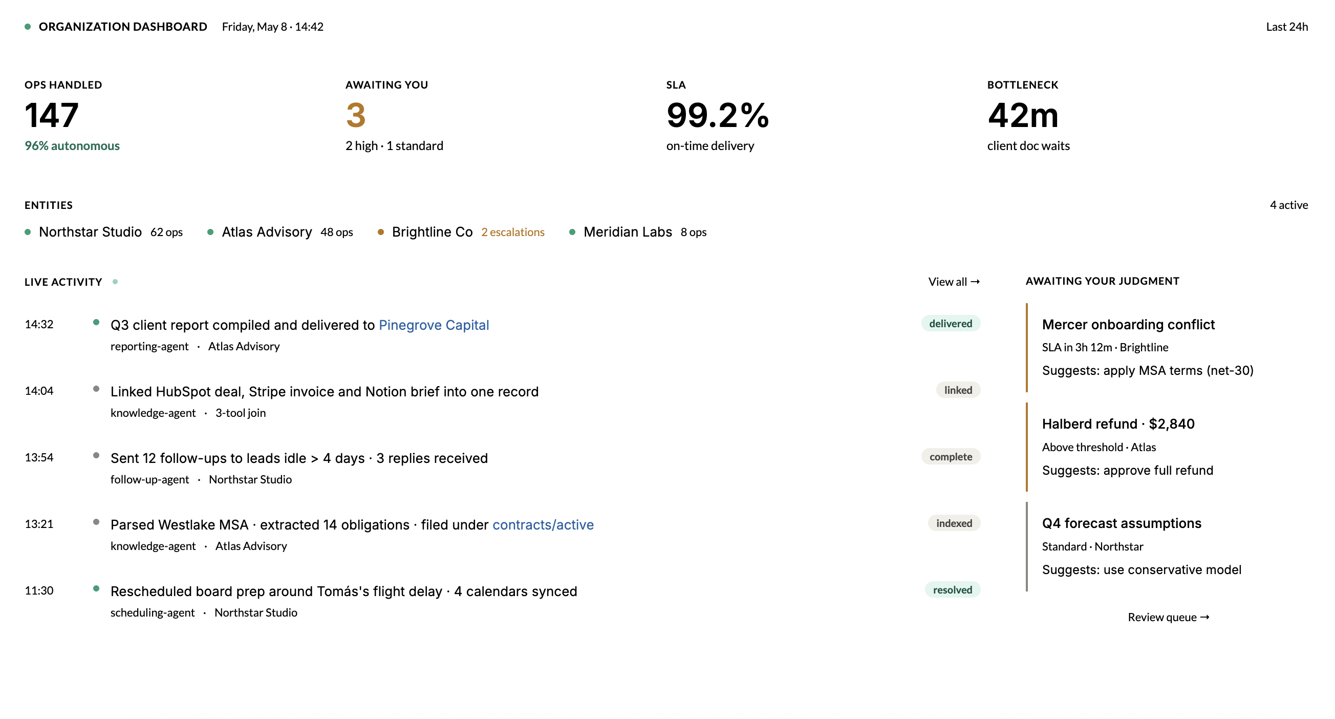 BizOpsy Organization Dashboard